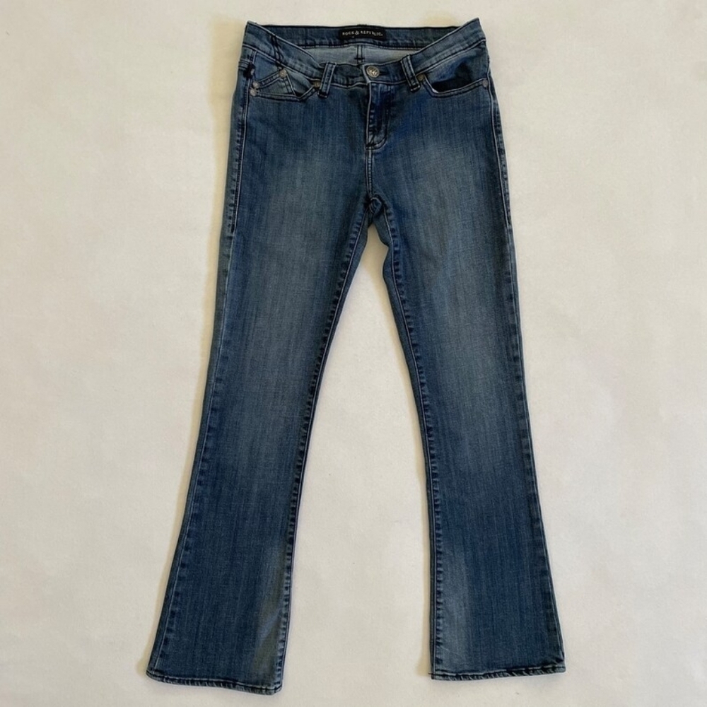 Vintage Rock & Republic Kasandra Low Rise Bootcut Flare Embroidered Flap Pocket